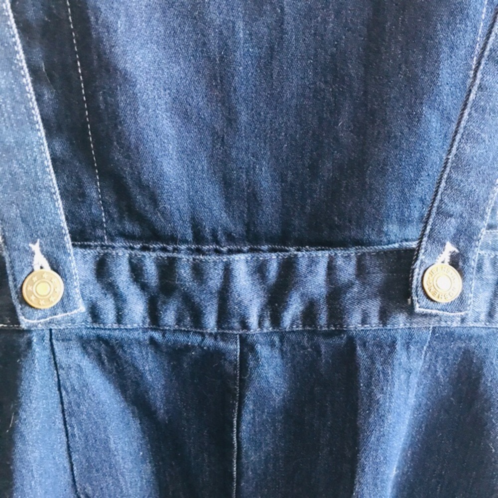 Dark Blue Wash Pocket Front Cropped Denim Jumpsuit - Picture 8 of 8